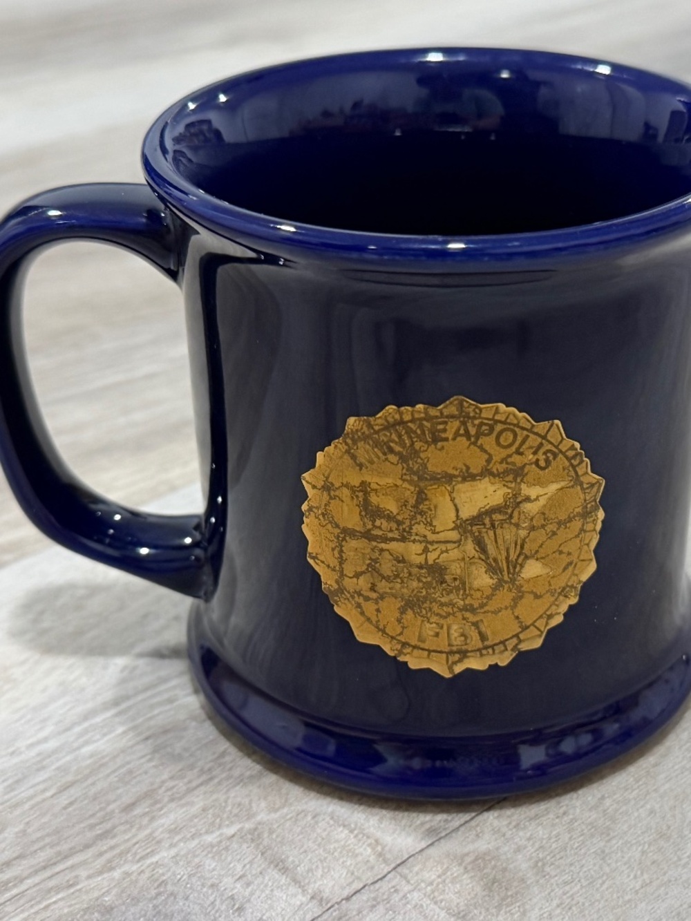 FBI Minneapolis Mug Blue Ceramic Gold Seal Collectible
